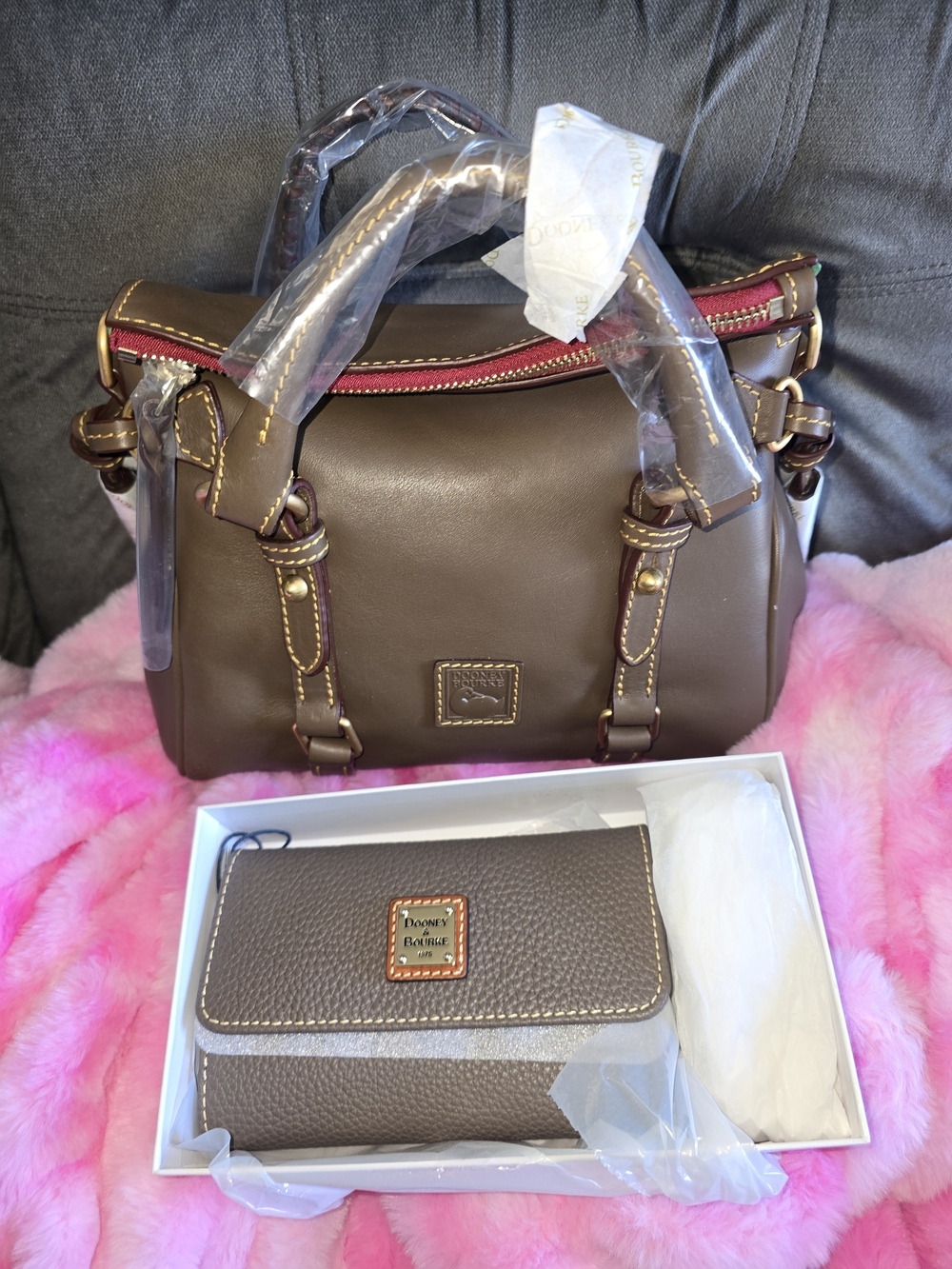 Dooney & Bourke Leather Satchel with Matching Wallet